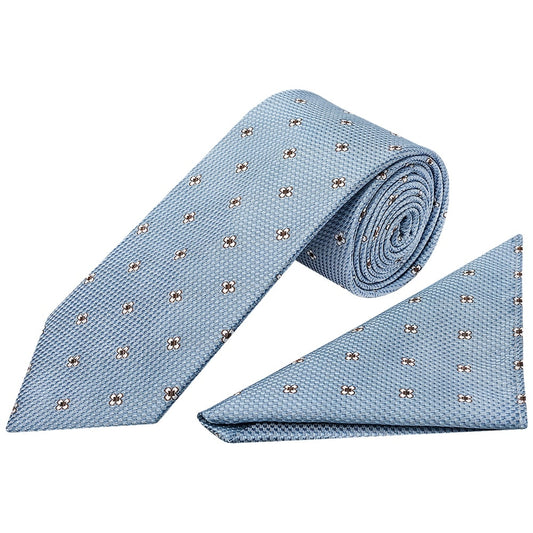 Blue Petal Classic Mens Tie And Pocket Square Set 1