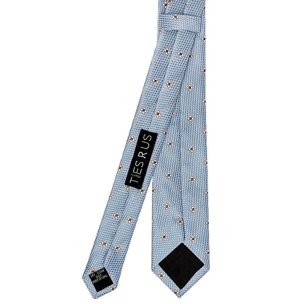 Blue Petal Skinny Mens Tie And Pocket Square Set 4
