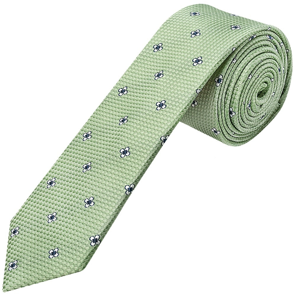 Green Petal Skinny Mens Tie 1