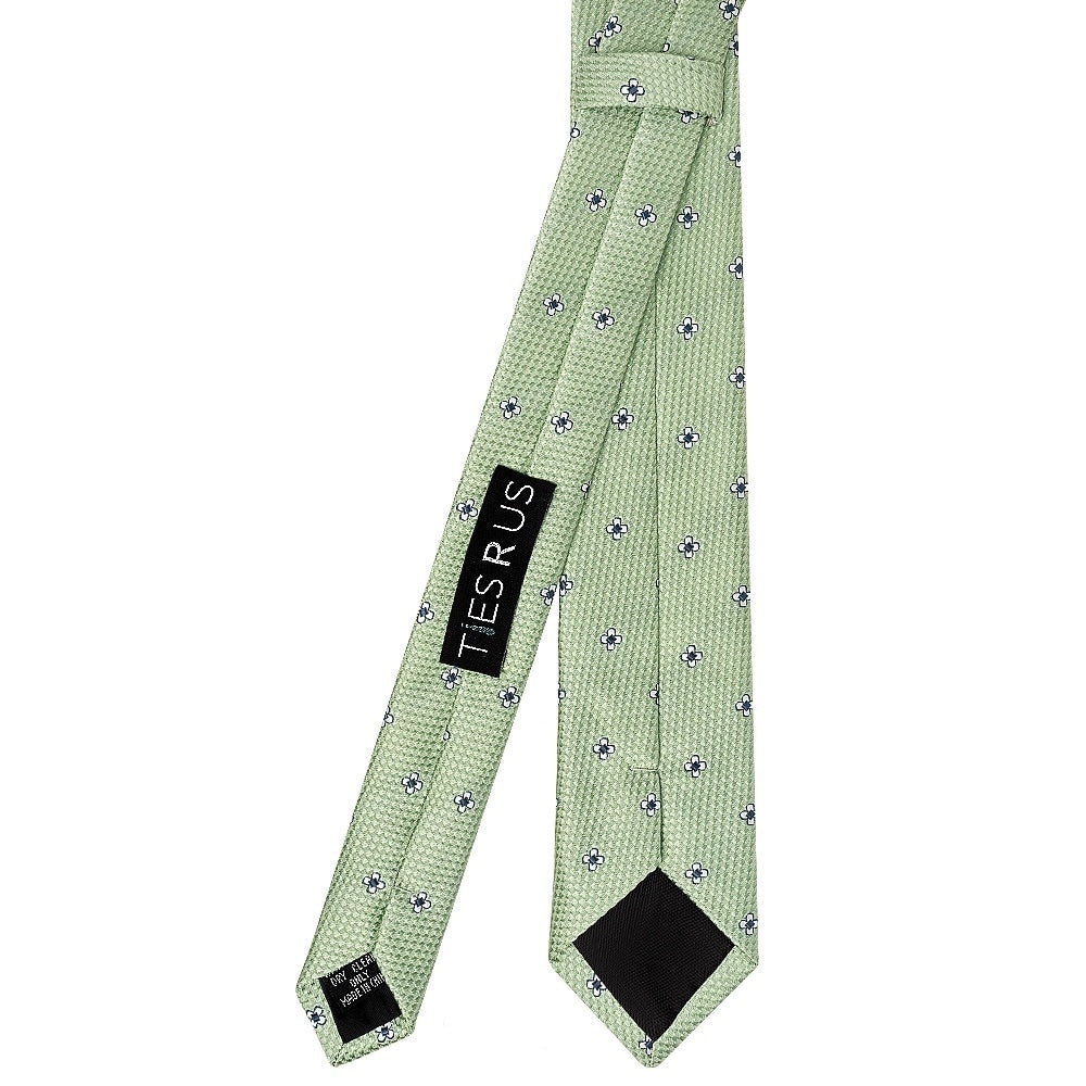 Green Petal Skinny Mens Tie And Pocket Square Set 4