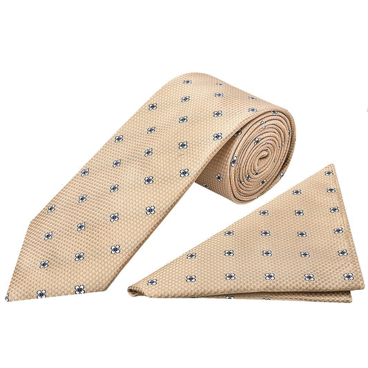 Gold Petal Classic Mens Tie And Pocket Square Set 1