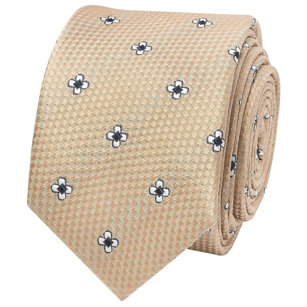 Gold Petal Skinny Mens Tie And Pocket Square Set 3