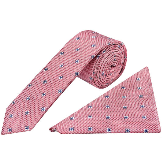 Rose Petal Skinny Mens Tie And Pocket Square Set 1