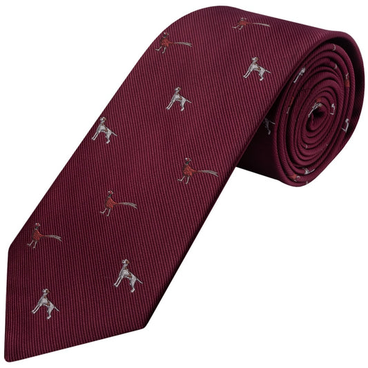 Burgundy Dog And Pheasant Classic Mens Tie 1