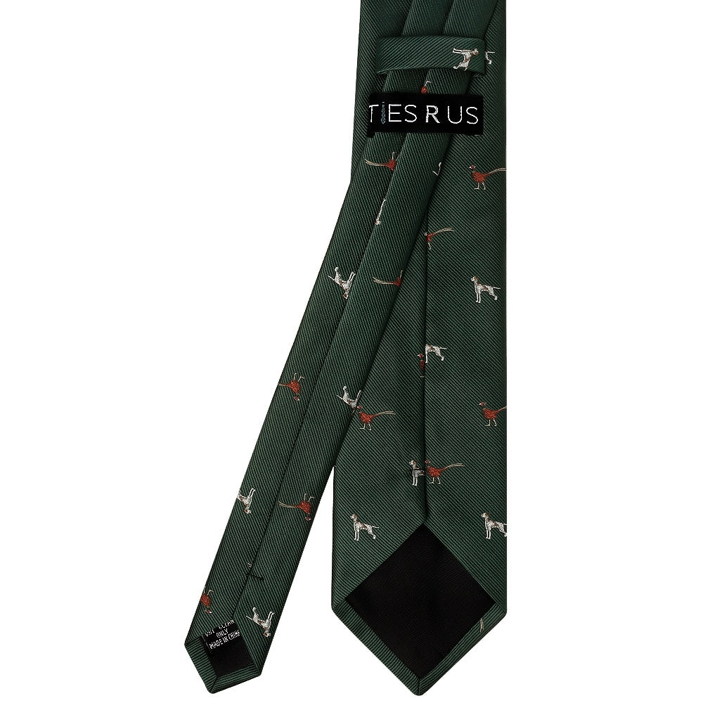 Bottle Green Dog And Pheasant Classic Mens Tie 3
