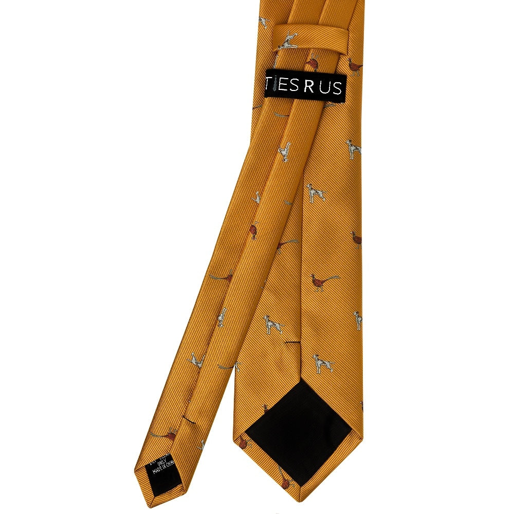 Gold Dog and Pheasant Classic Mens Tie