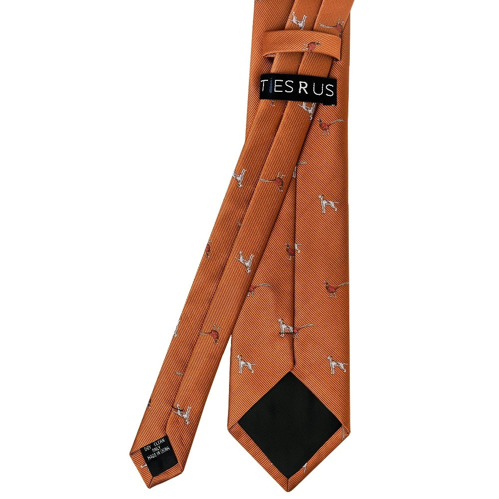 Orange Dog And Pheasant Classic Mens Tie 3