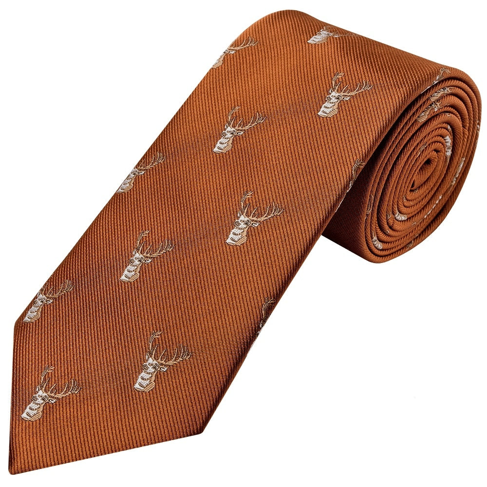 Burnt Orange Deer Head Classic Mens Tie 1