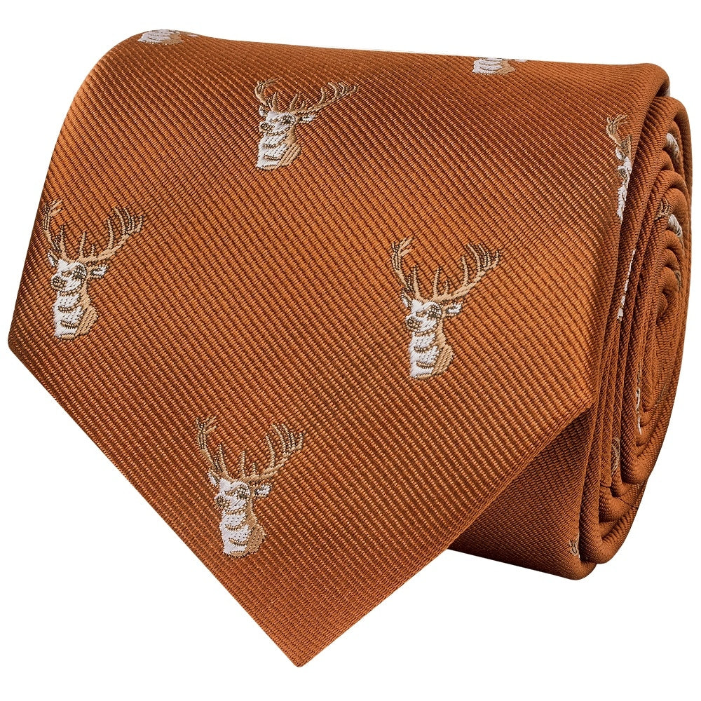 Burnt Orange Deer Head Classic Mens Tie 3