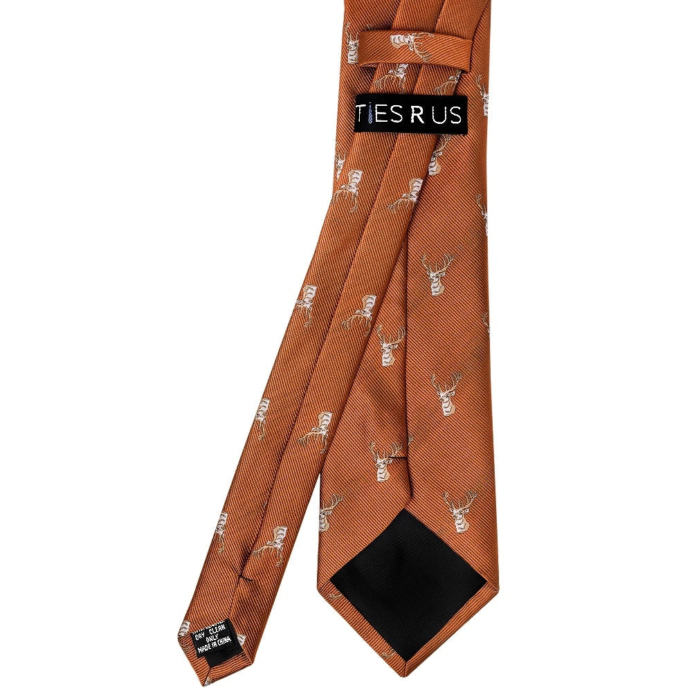 Burnt Orange Deer Head Classic Mens Tie 4