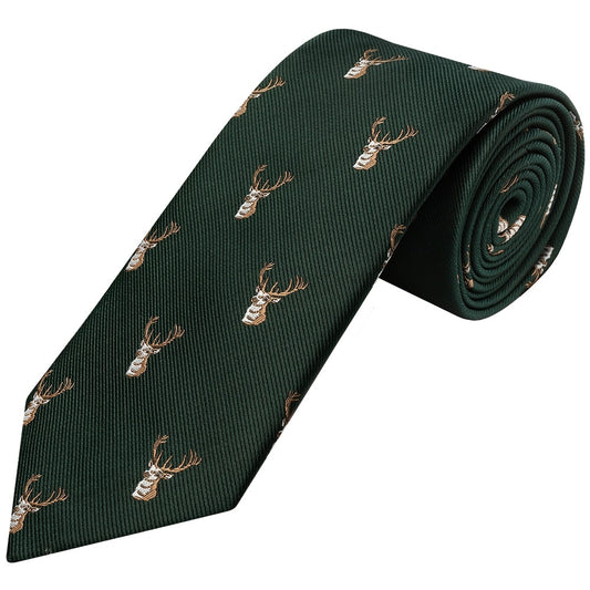 Bottle Green Deer Head Classic Mens Tie