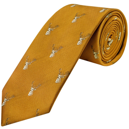 Gold Deer Head Classic Mens Tie 1