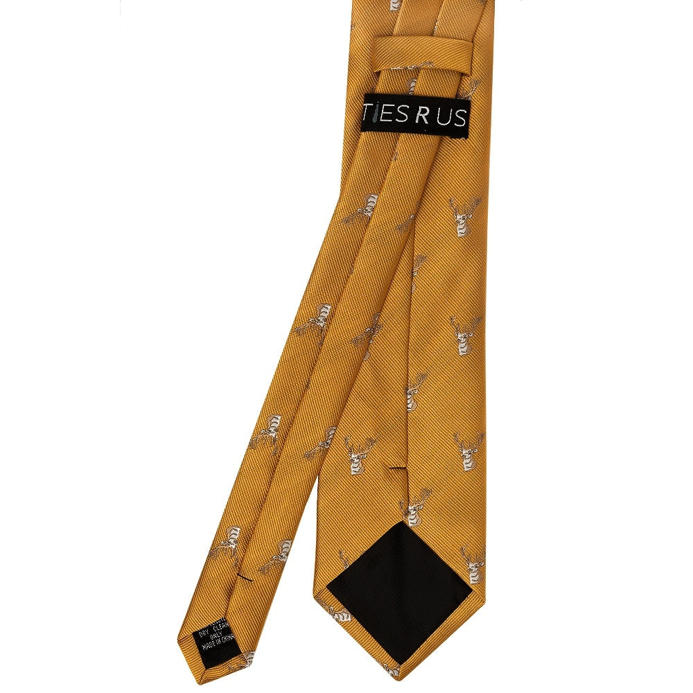 Gold Deer Head Classic Mens Tie 3