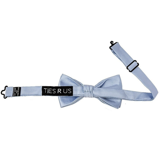 Pre Tied Plain Dusty Blue Satin Boys Bow Tie Age 8 11 2