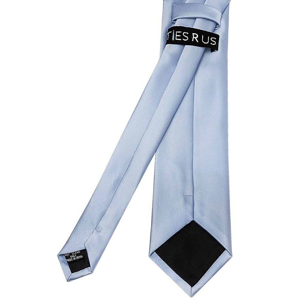 Plain Dusty Blue Satin Classic Mens Tie 4