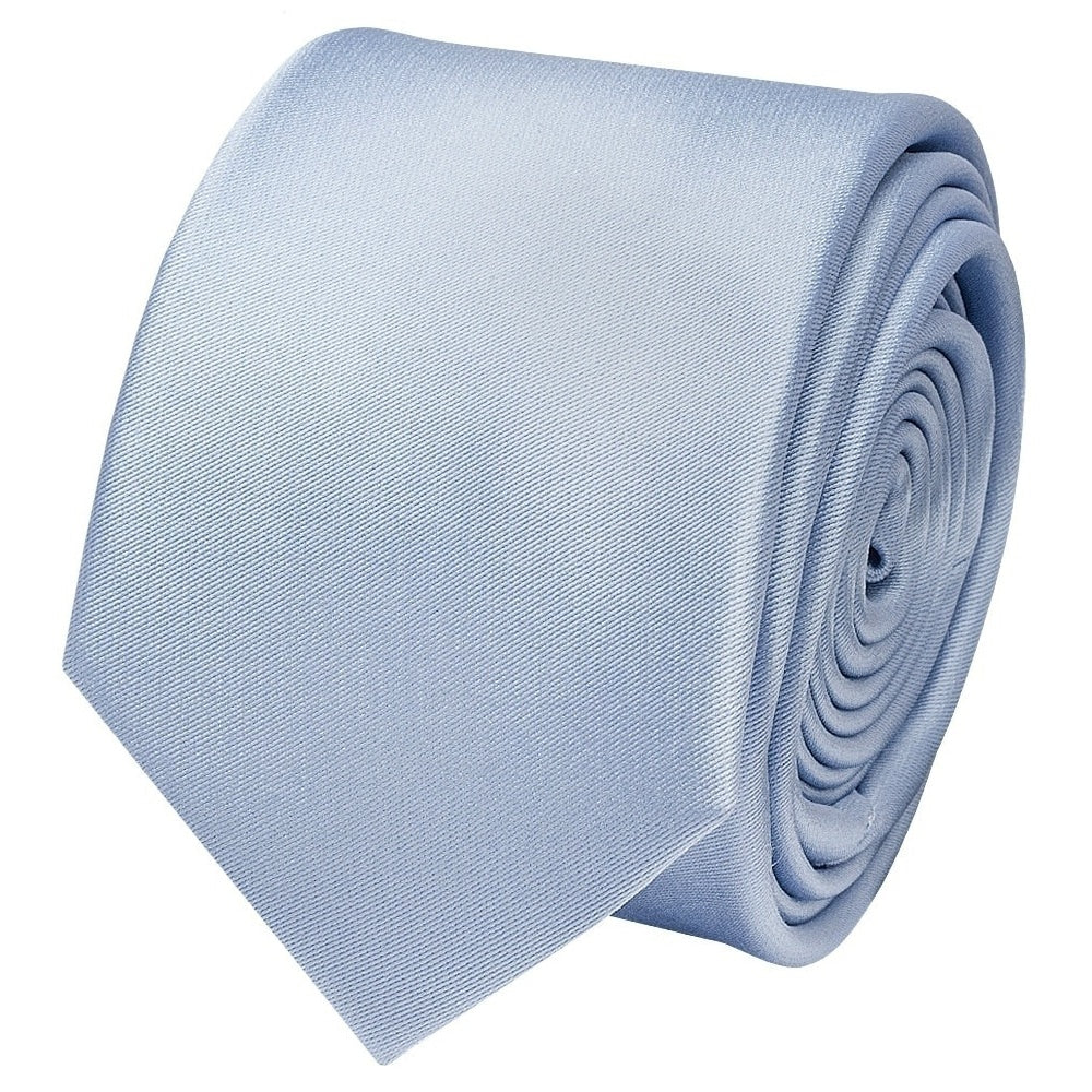 Plain Dusty Blue Satin Skinny Mens Tie And Pocket Square 3