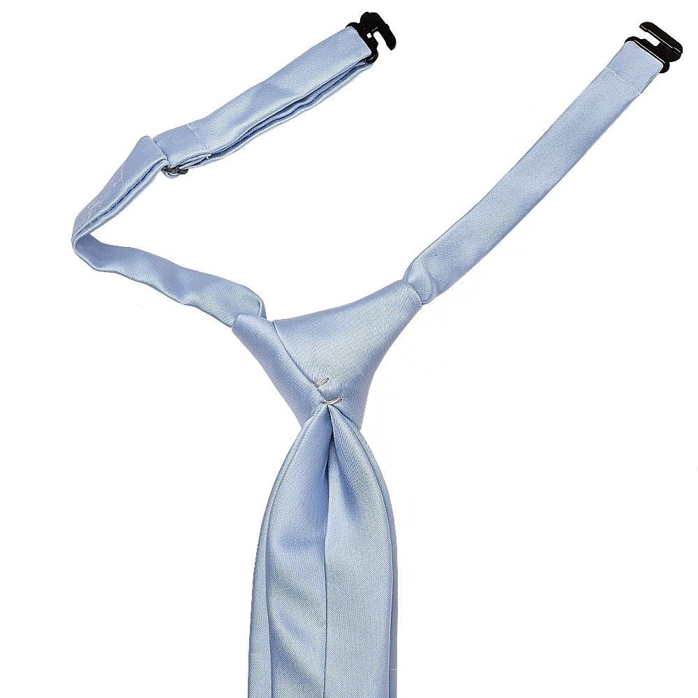 Pre Tied Dusty Blue Satin Boys Tie And Pocket Square Set Age 4 7 3
