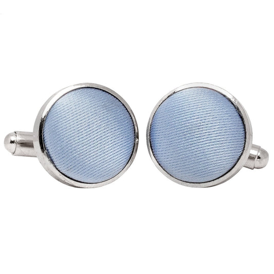 Plain Dusty Blue Satin Cufflinks 1