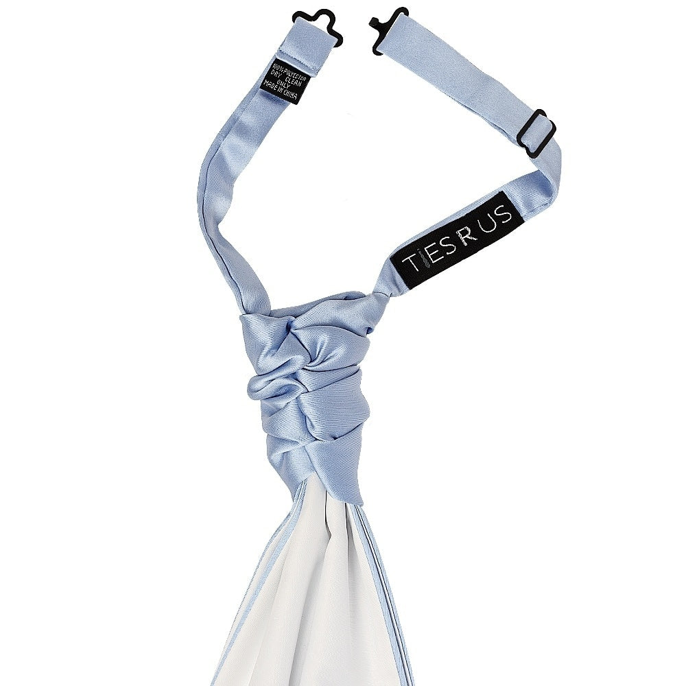 Plain Dusty Blue Satin Mens Cravat And Pocket Square Set 3