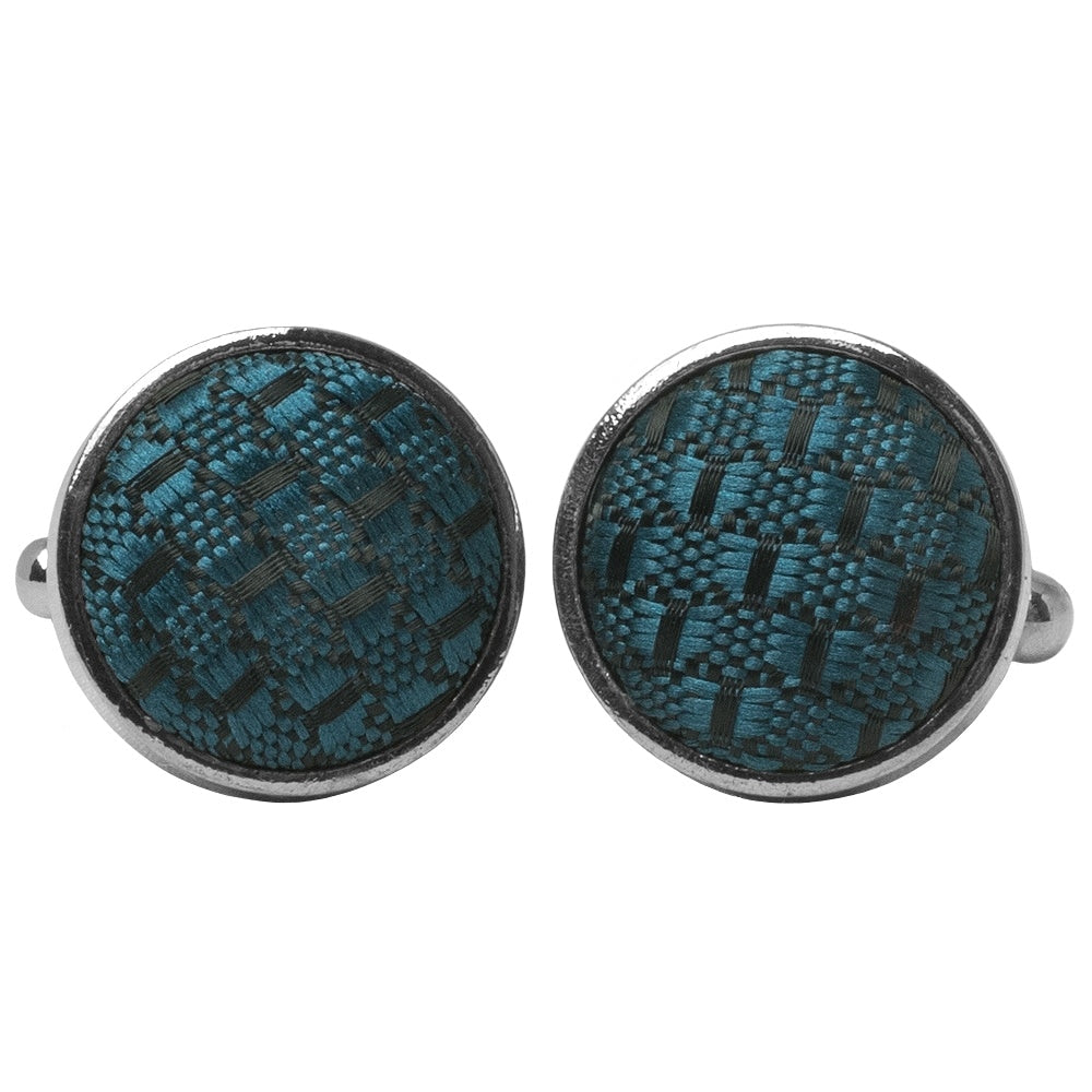 Teal Textured Cufflinks 1