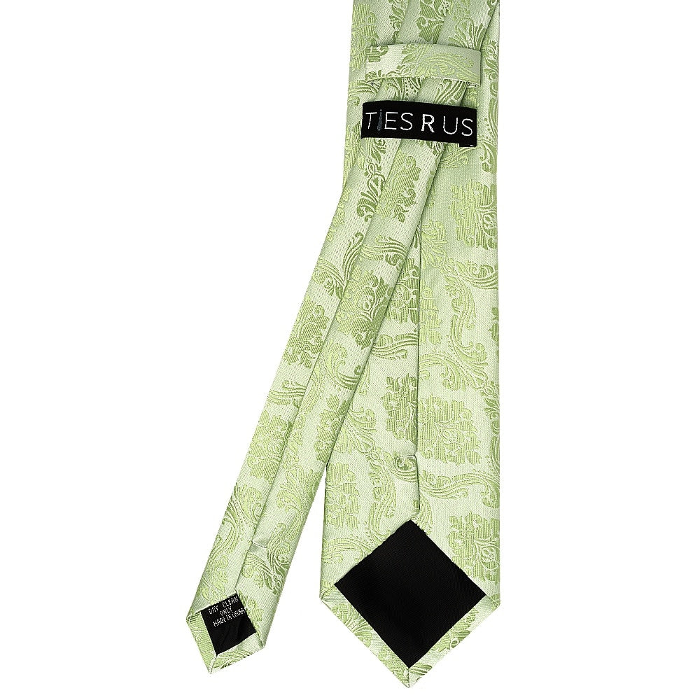 Sage Green Paisley Classic Mens Tie And Pocket Square Set 5