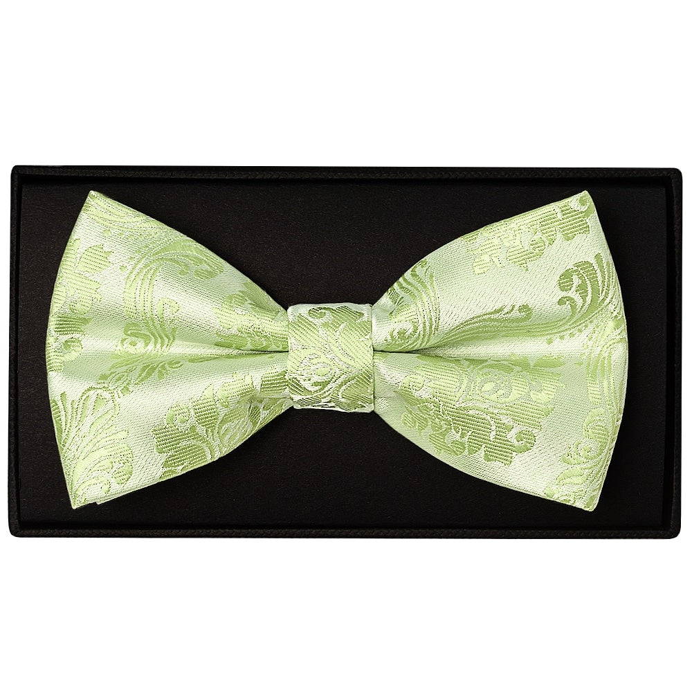 Sage Green Paisley Handmade Mens Bow Tie 1