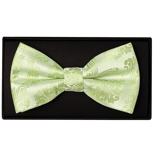 Sage Green Paisley Handmade Mens Bow Tie 1