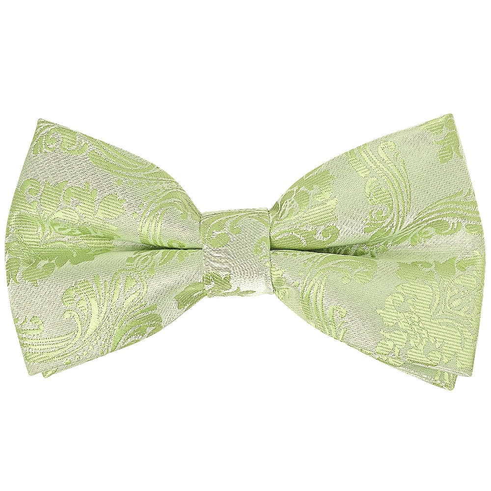 Pre Tied Sage Green Paisley Boys Bow Tie Age 8 11 1
