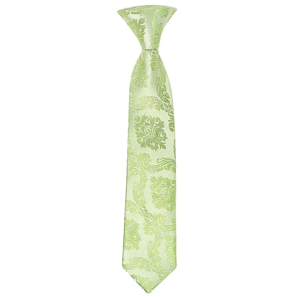 Pre Tied Sage Green Paisley Boys Tie Age 4 7 1
