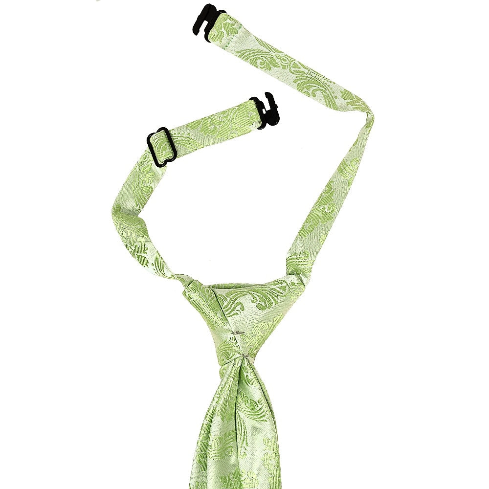 Pre Tied Sage Green Paisley Boys Tie Age 4 7 2