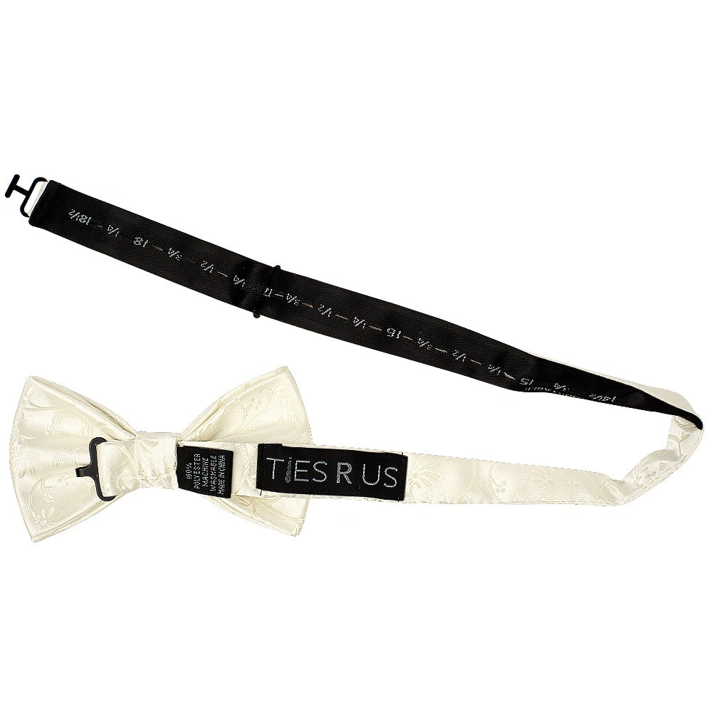 Ivory Floral Handmade Mens Bow Tie