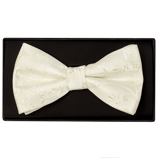 Ivory Floral Handmade Mens Bow Tie And Pocket Square Set 2