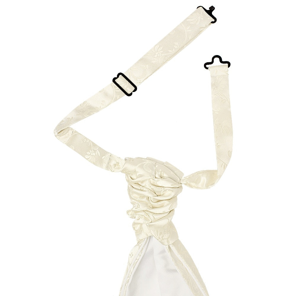 Ivory Floral Mens Cravat Tie and Pocket Square Set