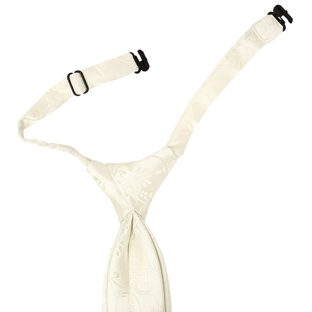 Pre Tied Ivory Floral Boys Tie and Pocket Square Set Age 4-7