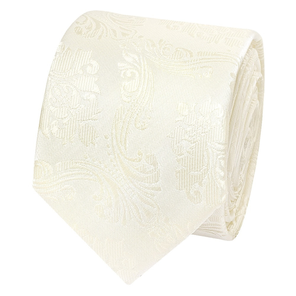 Ivory Paisley Skinny Mens Tie 2
