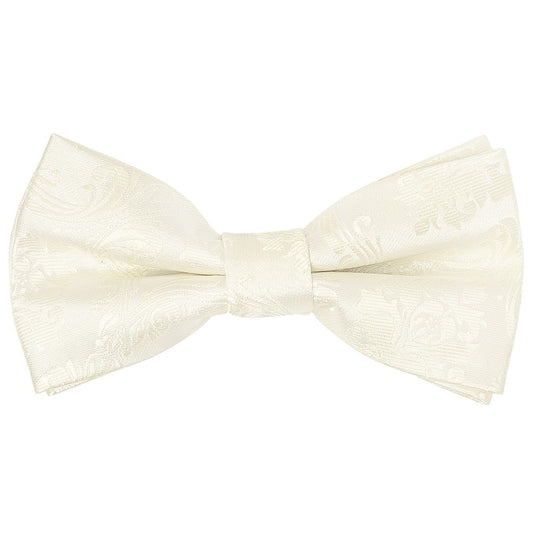 Pre Tied Ivory Paisley Boys Bow Tie Age 8 11 1