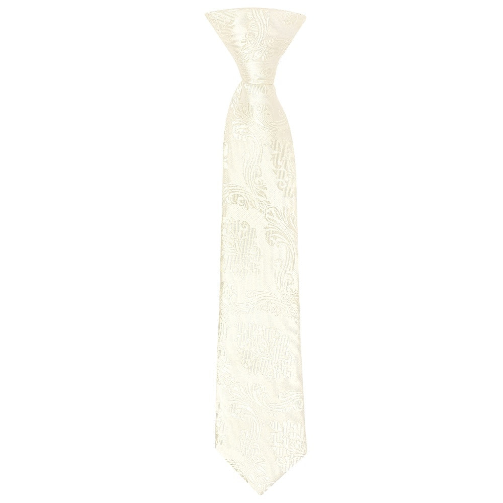 Pre Tied Ivory Paisley Boys Tie Age 4 7 1