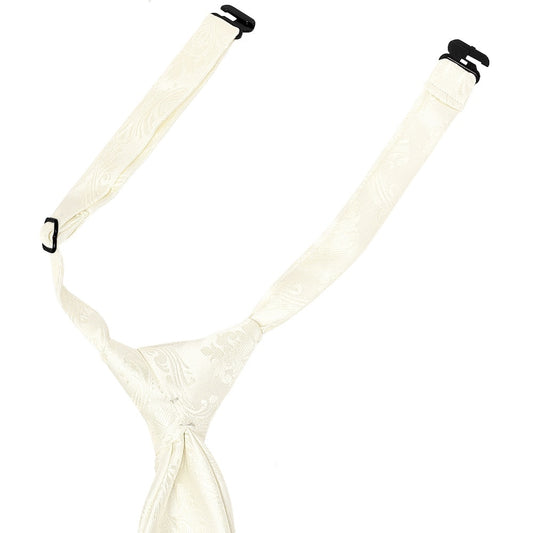 Pre Tied Ivory Paisley Boys Tie Age 4 7 2