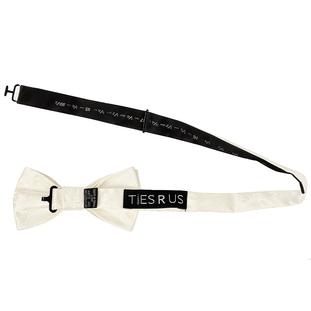 Ivory Paisley Handmade Mens Bow Tie 2