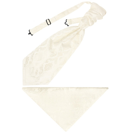 Ivory Paisley Mens Cravat Tie And Pocket Square Set 1