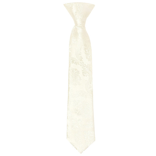 Pre Tied Ivory Paisley Boys Tie And Pocket Square Set Age 4 7 2