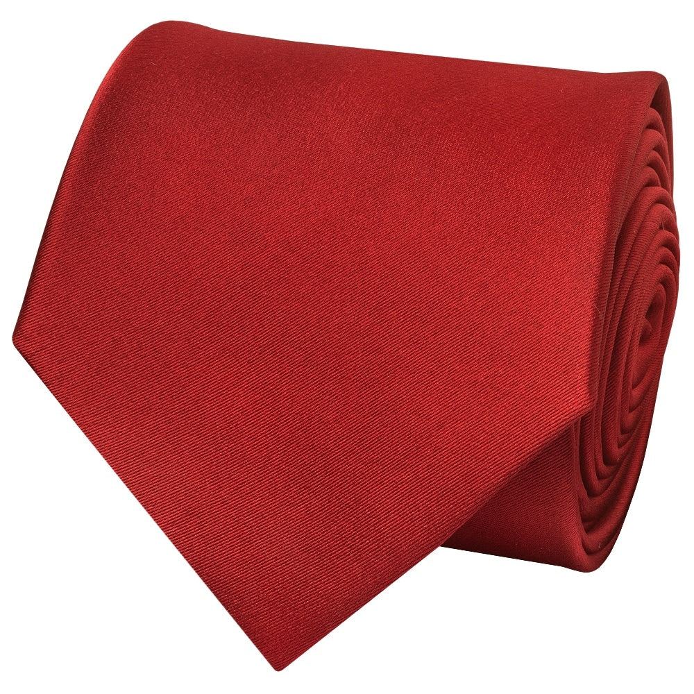 Plain Scarlet Red Satin Classic Mens Tie And Pocket Square Set 4
