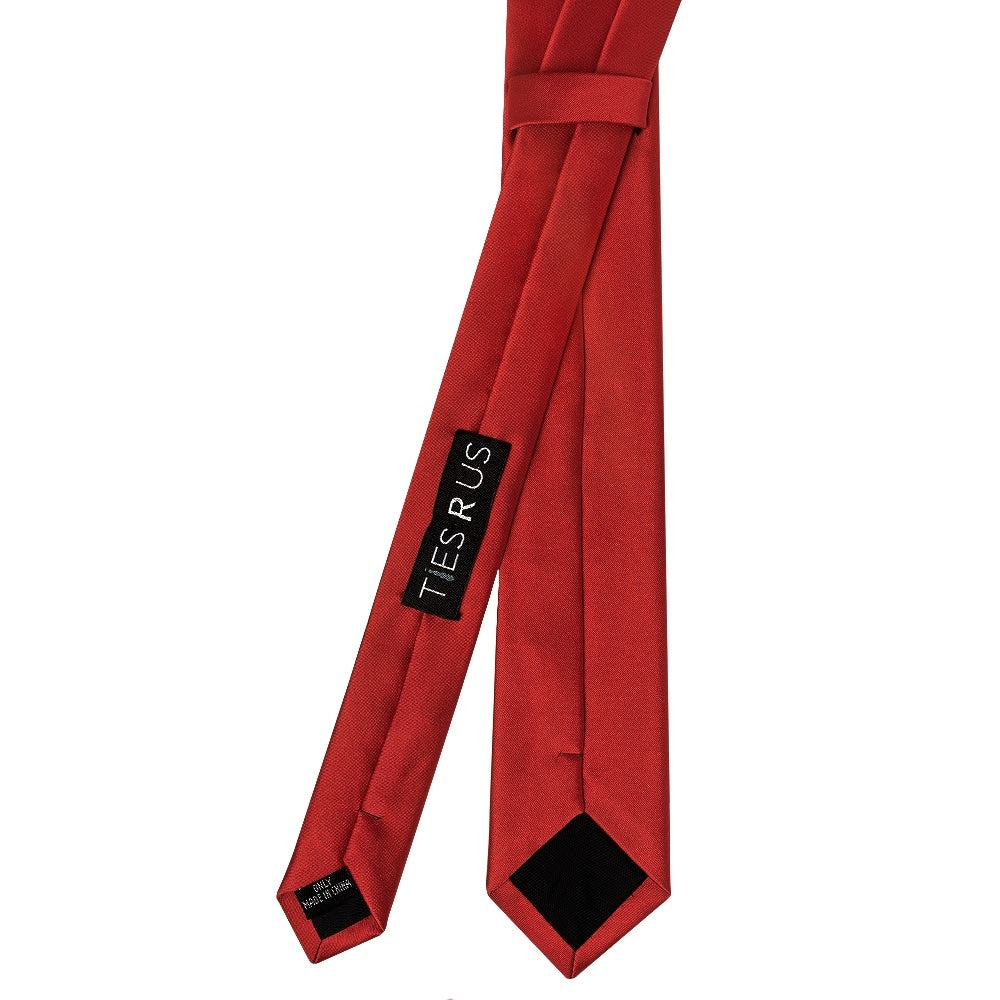 Scarlet Red Skinny Boys Tie And Pocket Square Set 4
