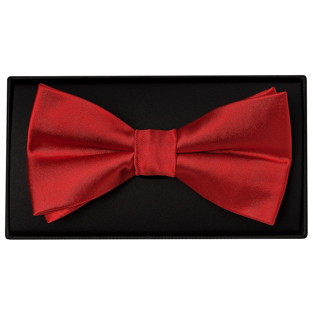 Scarlet Red Handmade Mens Bow Tie and Pocket Square Set