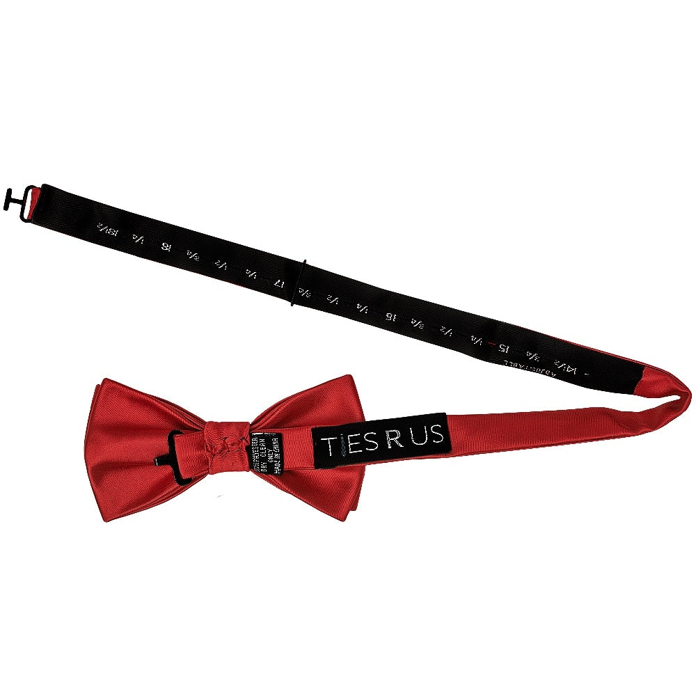 Scarlet Red Handmade Mens Bow Tie And Pocket Square Set 3