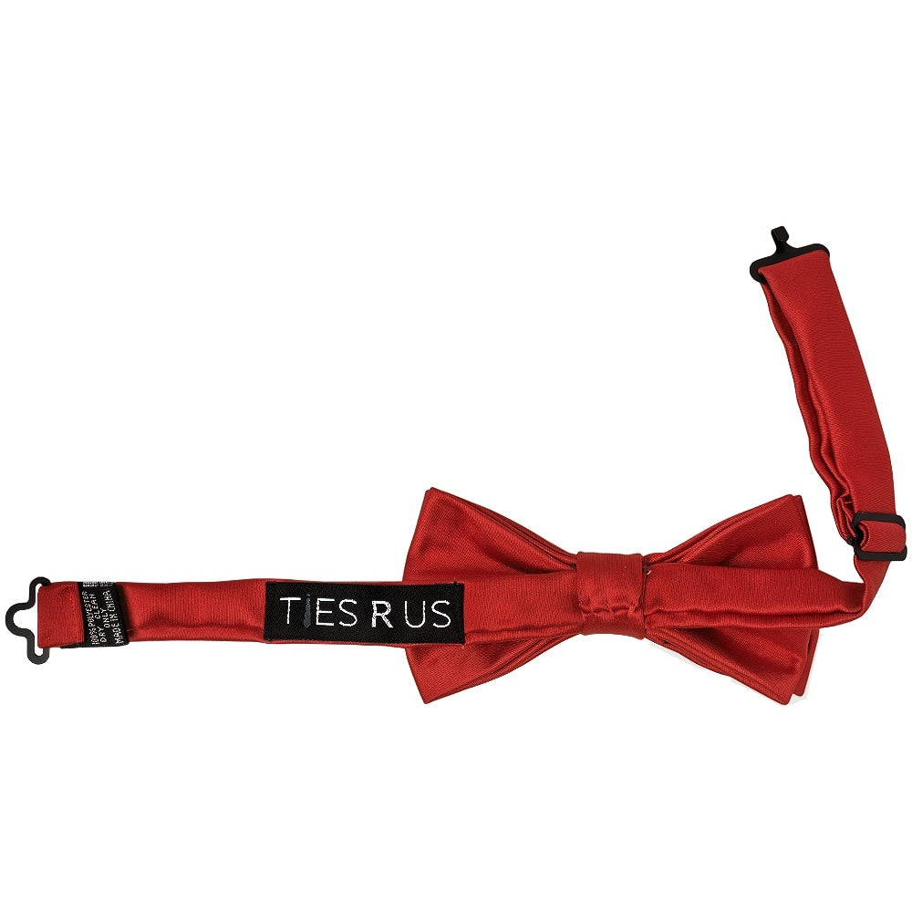 Pre Tied Scarlet Red Satin Boys Bow Tie Age 4 7 2