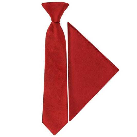 Pre Tied Scarlet Red Satin Boys Tie And Pocket Square Set Age 4 7 1