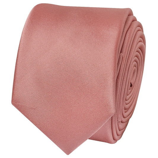 Rose Gold Satin Skinny Mens Tie 2