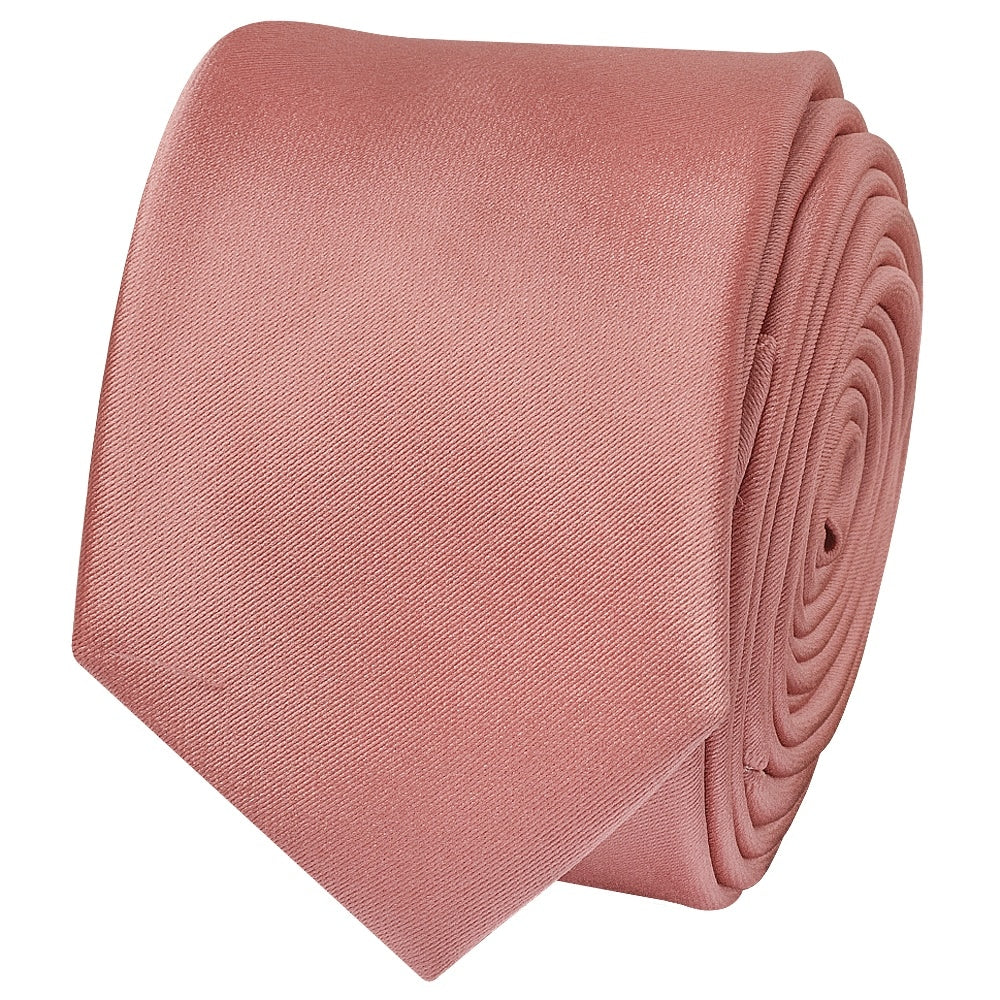 Rose Gold Satin Skinny Mens Tie And Pocket Square Set 3