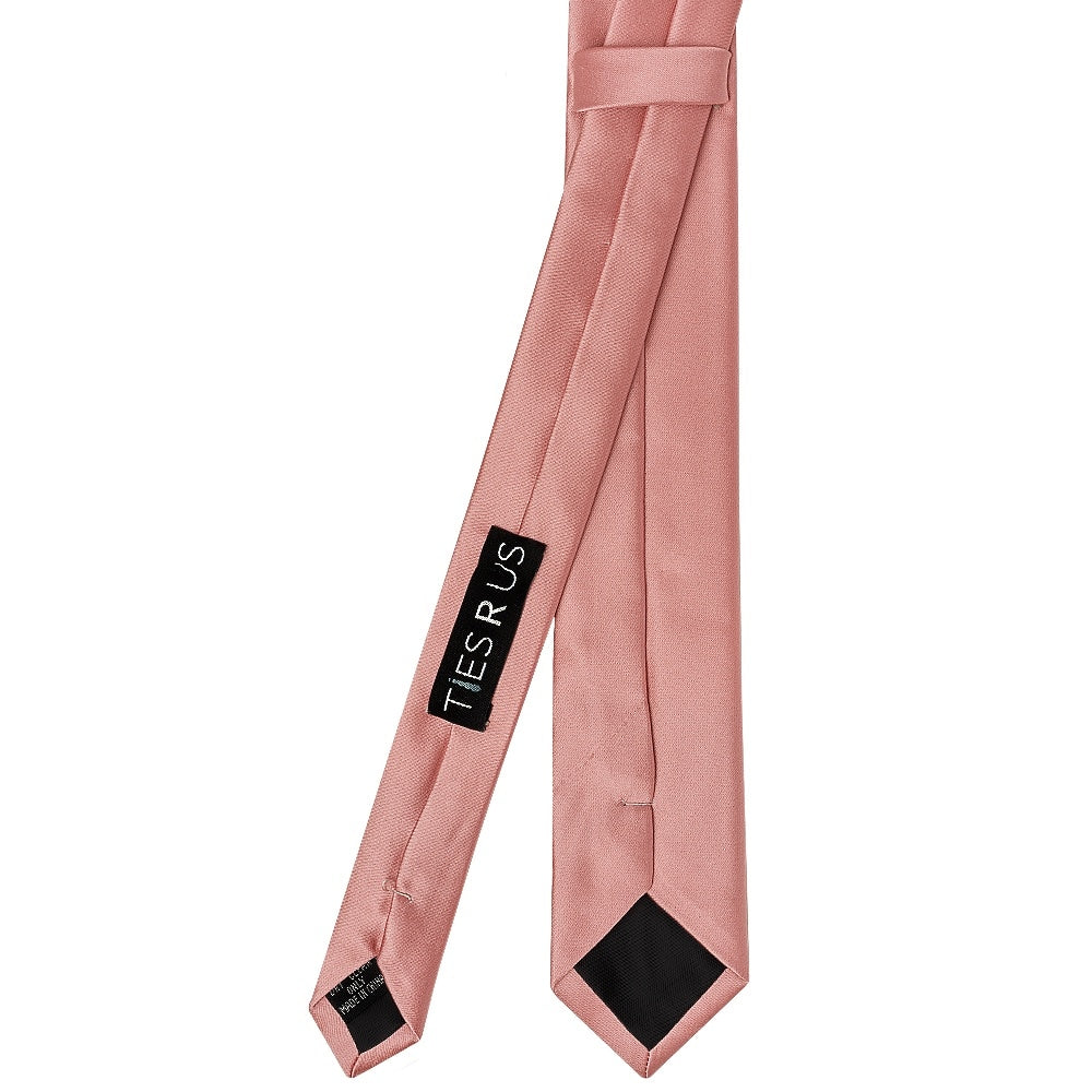 Rose Gold Satin Skinny Mens Tie And Pocket Square Set 4